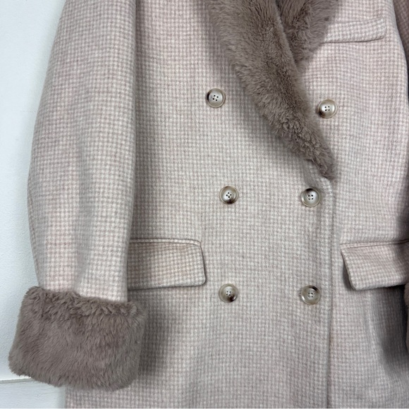 Reformation Lester Faux Fur Trim Button Wool Coat - Picture 5 of 9
